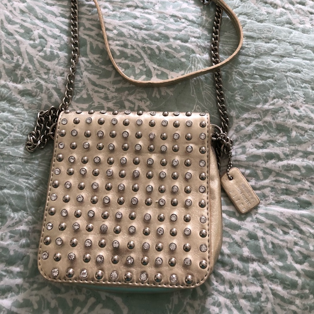 Gold leather and jewel studded purse